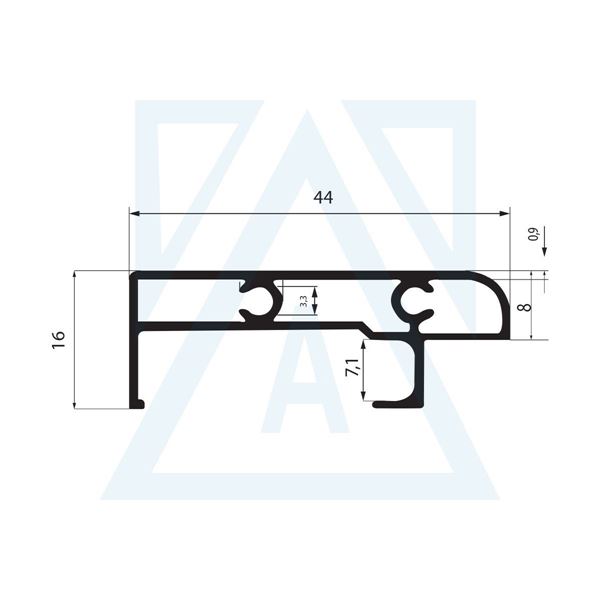 Ürün resmi: Minimal Seri Ray Profili - 3454 - 0.365 kg/m