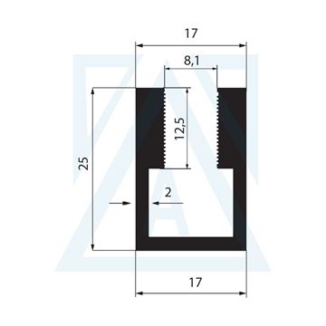 Resim 8mm Cama Göre U Profili - 4025 - 0.504 kg/m