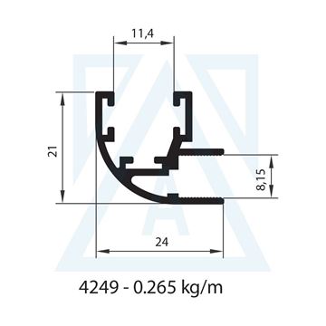 Resim Alüminyum Dönüş Profili - 4249 - 0.265 kg/m