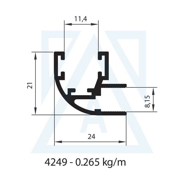 Picture of Alüminyum Dönüş Profili - 4249 - 0.265 kg/m