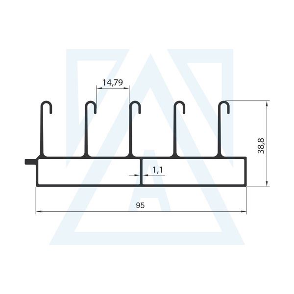 Ürün resmi: 5'li Sürme Eşikli Alt Ray - 4236 - 1.267 kg/m