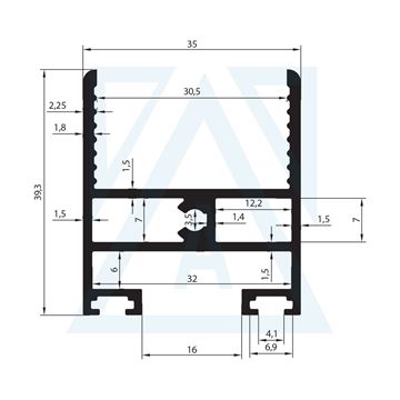 Resim Isı Camlı Cam Balkon Kanat Profili - 4379 - 0.794 kg/m